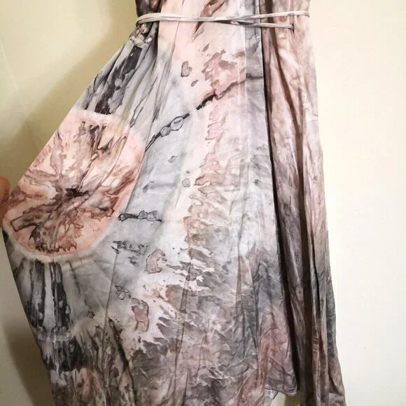 Enza Costa Viscose Sateen Strappy Wrap Dress Foundation Agate Size 1(=S) - Picture 9 of 11